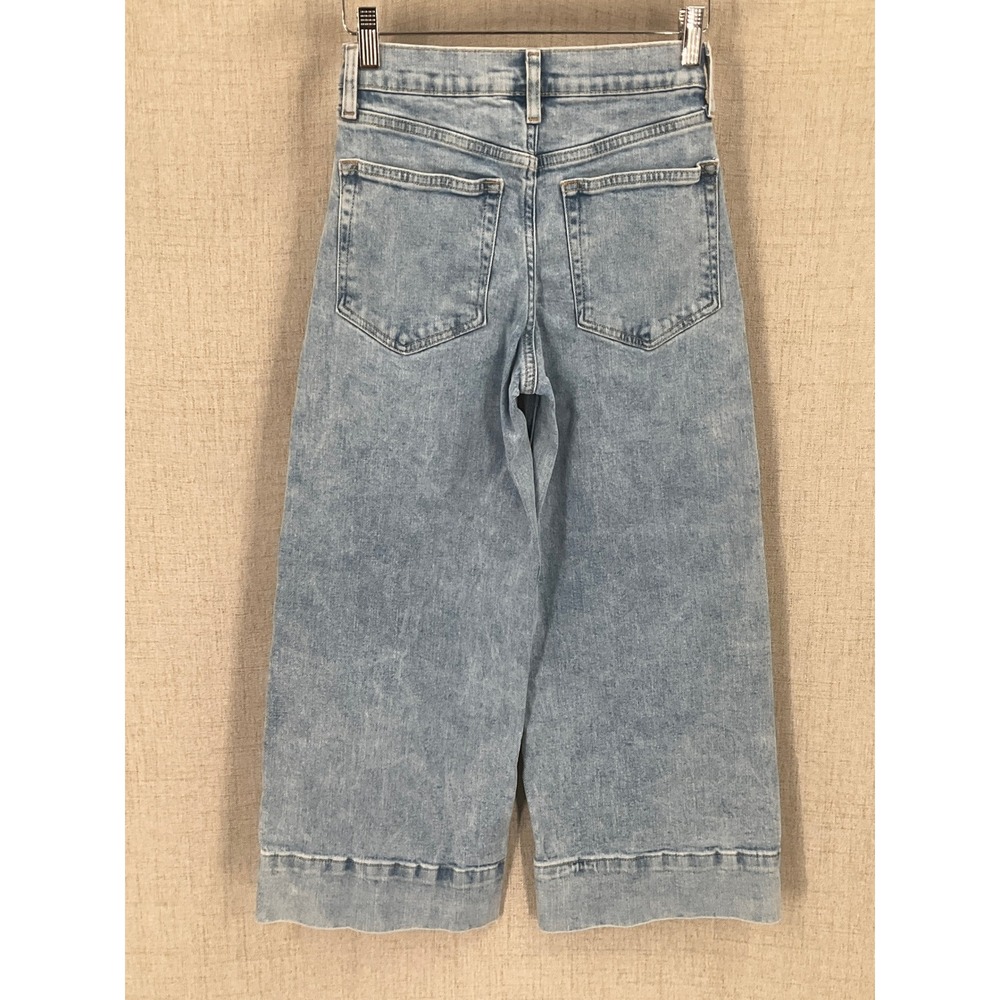 GAP Stride Ankle Jeans Women 24 Light Blue Wide Leg High Rise Front Seam Boho - Picture 2 of 9
